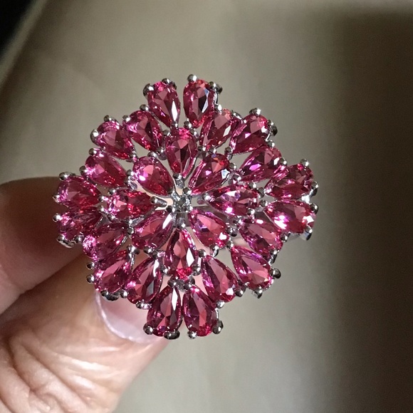 Vintage Jewelry - Sterling Silver Rhodolite Garnet Ring 9